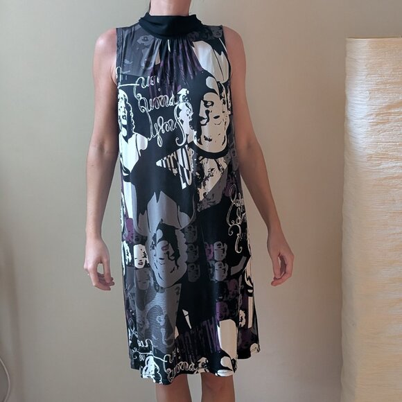 Dresses & Skirts - Marylin Monroe Graphic Print Midi Tie Neck Dress Size M/L